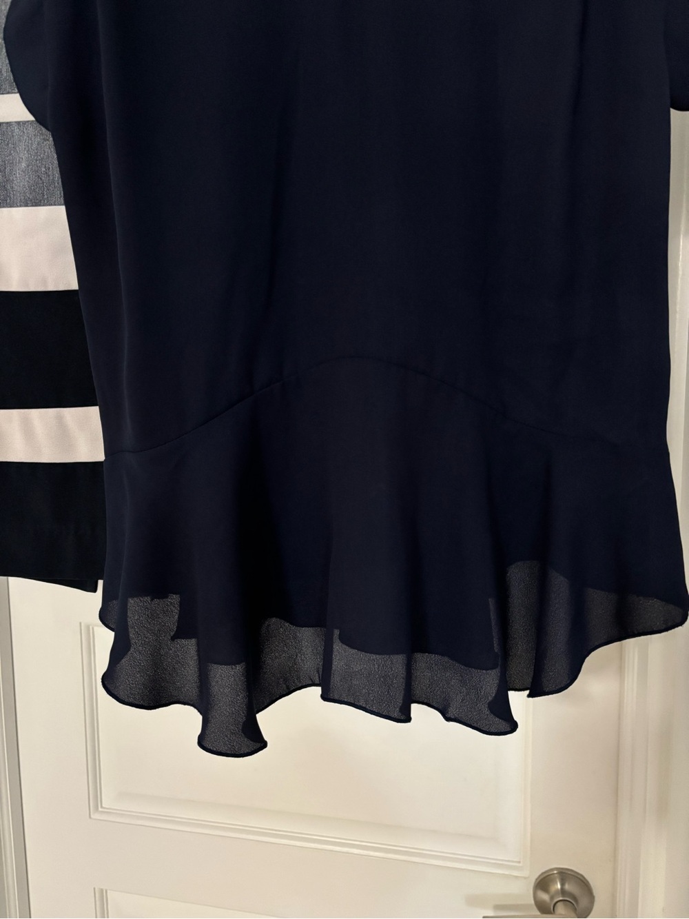 Spense | Navy Blue Peplum Top (M) - Picture 3 of 10